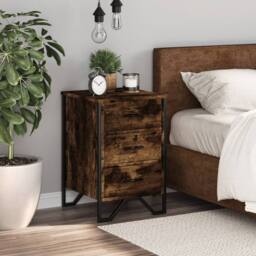 Berkfield Home Bedside Cabinet Smoked Oak 40x41x60 cm Engineered Wood in Brown - Size: 40 x 41 x 60 cm - thumbnail 3