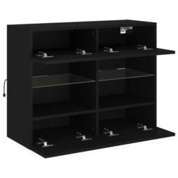 Berkfield Home TV Wall Cabinet with LED Lights Black 78.5x30x60.5 cm - thumbnail 8