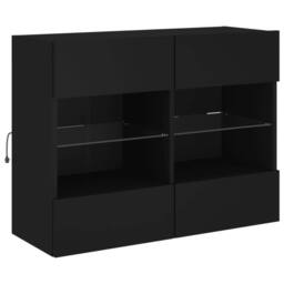Berkfield Home TV Wall Cabinet with LED Lights Black 78.5x30x60.5 cm - thumbnail 3