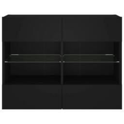 Berkfield Home TV Wall Cabinet with LED Lights Black 78.5x30x60.5 cm - thumbnail 7