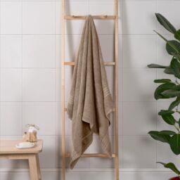 OHS Luxury 100% Cotton Bath Sheet Bathroom Towel in Light Brown - thumbnail 2
