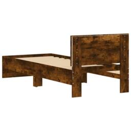 Berkfield Home Durable Bed Frame without Mattress with LED Lights Smoked Oak 90x in Brown - thumbnail 9