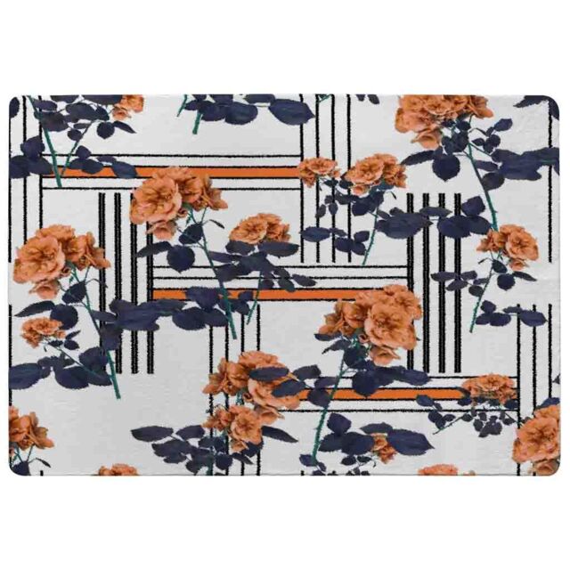 Benjamin Tate Design Geometric Lines & Flowers Rug in Natural - Size: Large - image 1