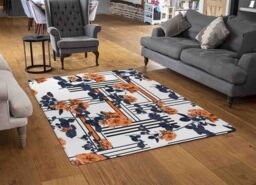 Benjamin Tate Design Geometric Lines & Flowers Rug in Natural - Size: Large - thumbnail 2