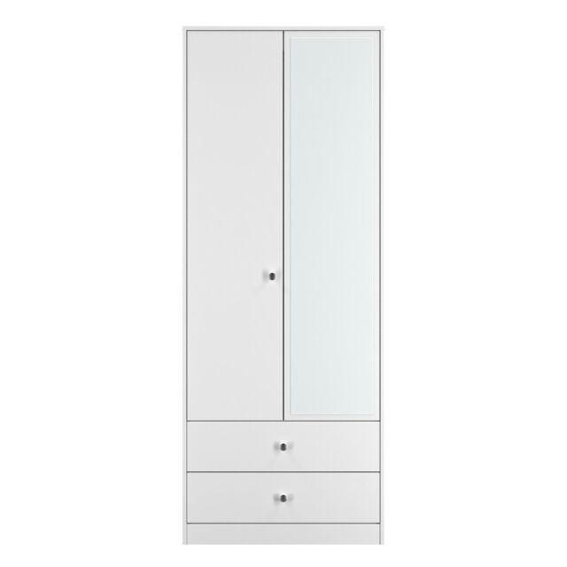Ready Assembled 2 U Stowe Tall 2 Door 2drw Mirrored Wardrobe (Ready Assembled) in White - image 1