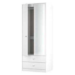 Ready Assembled 2 U Stowe Tall 2 Door 2drw Mirrored Wardrobe (Ready Assembled) in White - thumbnail 5