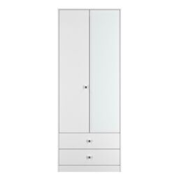 Ready Assembled 2 U Stowe Tall 2 Door 2drw Mirrored Wardrobe (Ready Assembled) in White - thumbnail 1