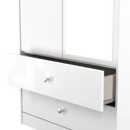 Ready Assembled 2 U Stowe Tall 2 Door 2drw Mirrored Wardrobe (Ready Assembled) in White - thumbnail 6