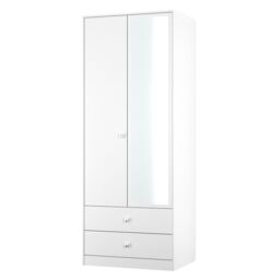 Ready Assembled 2 U Stowe Tall 2 Door 2drw Mirrored Wardrobe (Ready Assembled) in White - thumbnail 3