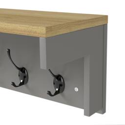 Levede Coat Rack Wall Mounted Shelf 7 Double Hooks Storage Entryway Hallway in Grey - thumbnail 5