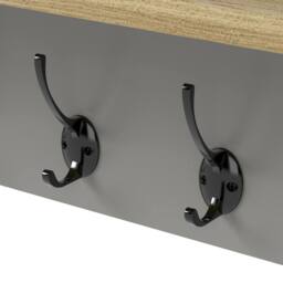 Levede Coat Rack Wall Mounted Shelf 7 Double Hooks Storage Entryway Hallway in Grey - thumbnail 6