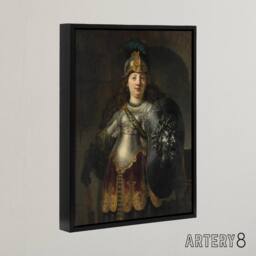 "Artery8 Bellona Roman Goddess of War Rembrandt Framed Canvas Wall Art Print in Grey - Size: W12"" x H16""" - thumbnail 2