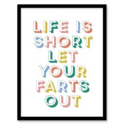 Artery8 Life Is Short Let Your Farts Out Retro Funny Framed Wall Art Print - Size: A4 - thumbnail 1