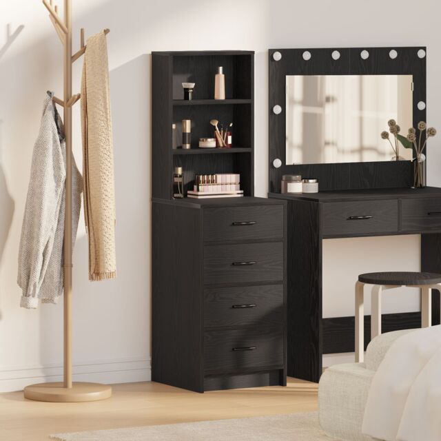 Berkfield Home Highboard Black Oak 40x41x135 cm Engineered Wood - Size: 40 x 41 x 135 cm - image 1
