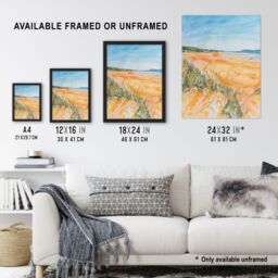 "Artery8 Woolacombe Beach Seaside Landscape Watercolour Wall Art Print - Size: W24"" x H32""" - thumbnail 3