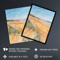 "Artery8 Woolacombe Beach Seaside Landscape Watercolour Wall Art Print - Size: W24"" x H32""" - thumbnail 2
