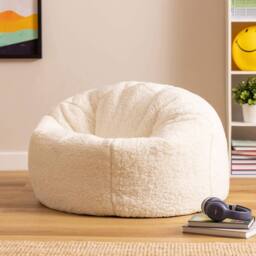 icon 2 Pack Kids Kingston Teddy Berber Fleece Classic Dome Bean Bag in Natural - Size: Medium - thumbnail 2