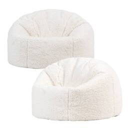 icon 2 Pack Kids Kingston Teddy Berber Fleece Classic Dome Bean Bag in Natural - Size: Medium - thumbnail 1
