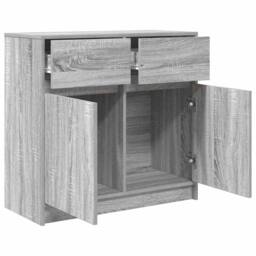 Berkfield Home Sideboard with Drawer Grey Sonoma 80x34x76 cm Engineered Wood - Size: 80 x 34 x 76 cm - thumbnail 5