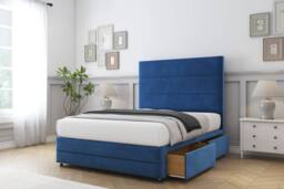"Sloomy Monaco Plush Divan Base 2 Drawers -54"" Headboard & 12"" Footboard in Navy - Size: Small Double" - thumbnail 4