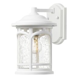 Loops Outdoor IP44 1 Bulb Wall Light Lantern White LED E27 60W d02296 - thumbnail 1