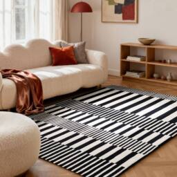 THE RUGS Ted Baker Stryve Woollen Pulse Black White Geometric Living Room Rug - Size: 160 cm x 230 cm - thumbnail 3