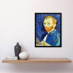 Artery8 Vincent van Gogh Framed Wall Art Print Self Portrait With Palette in Blue - Size: A4 - thumbnail 2