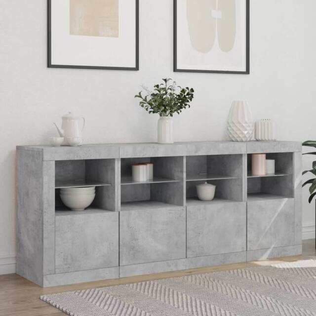 Berkfield Home Sideboard with LED Lights Concrete Grey 163x37x67 cm - Size: 163 x 37 x 67 cm - image 1