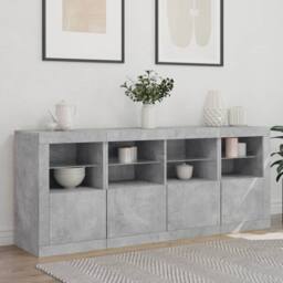 Berkfield Home Sideboard with LED Lights Concrete Grey 163x37x67 cm - Size: 163 x 37 x 67 cm - thumbnail 1
