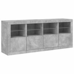 Berkfield Home Sideboard with LED Lights Concrete Grey 163x37x67 cm - Size: 163 x 37 x 67 cm - thumbnail 5