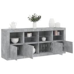 Berkfield Home Sideboard with LED Lights Concrete Grey 163x37x67 cm - Size: 163 x 37 x 67 cm - thumbnail 2