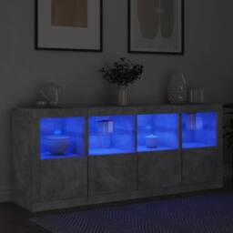 Berkfield Home Sideboard with LED Lights Concrete Grey 163x37x67 cm - Size: 163 x 37 x 67 cm - thumbnail 4
