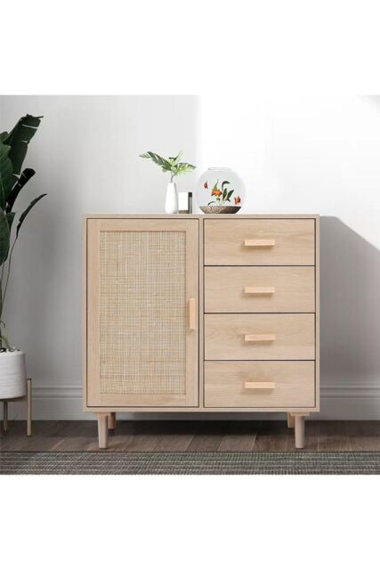 H&O Direct Wood & Rattan Accent Side Cabinet in Natural - image 1