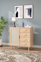 H&O Direct Wood & Rattan Accent Side Cabinet in Natural - thumbnail 2