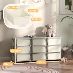 HOMCOM Kids Storage Units with Drawers 3 Tier Chest Dresser Tower in Cream - thumbnail 3