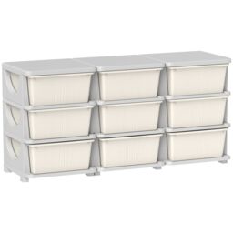 HOMCOM Kids Storage Units with Drawers 3 Tier Chest Dresser Tower in Cream - thumbnail 2