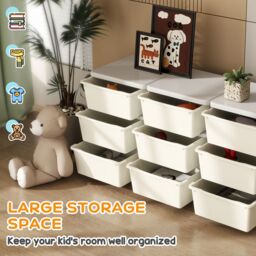 HOMCOM Kids Storage Units with Drawers 3 Tier Chest Dresser Tower in Cream - thumbnail 4