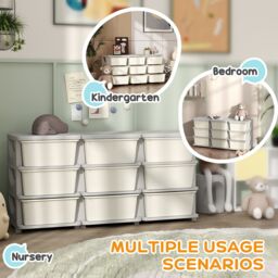 HOMCOM Kids Storage Units with Drawers 3 Tier Chest Dresser Tower in Cream - thumbnail 5