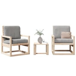Berkfield Home 3 Piece Garden Lounge Set Solid Wood Pine in Brown