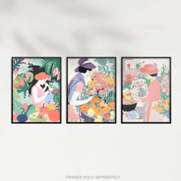 Artery8 Set of 3 Danish Pastel Aesthetic Flower Market Floral Calming Pink Unframed Wall Art Living Room Poster Prints Pack - Size: A4 - thumbnail 5