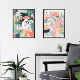 Artery8 Set of 3 Danish Pastel Aesthetic Flower Market Floral Calming Pink Unframed Wall Art Living Room Poster Prints Pack - Size: A4 - thumbnail 6
