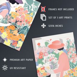 Artery8 Set of 3 Danish Pastel Aesthetic Flower Market Floral Calming Pink Unframed Wall Art Living Room Poster Prints Pack - Size: A4 - thumbnail 4