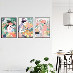 Artery8 Set of 3 Danish Pastel Aesthetic Flower Market Floral Calming Pink Unframed Wall Art Living Room Poster Prints Pack - Size: A4 - thumbnail 3
