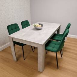 KOSY KOALA Wooden Grey Dining Table Set with 4 Green Velvet Chairs - thumbnail 1
