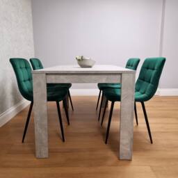 KOSY KOALA Wooden Grey Dining Table Set with 4 Green Velvet Chairs - thumbnail 2