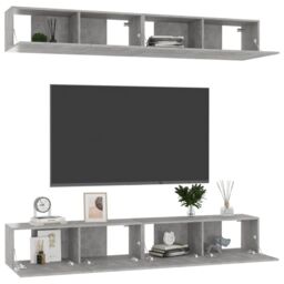 Berkfield Home TV Cabinets 4 pcs Concrete Grey 100x30x30 cm Engineered Wood - Size: 100 x 30 x 30 cm - thumbnail 3