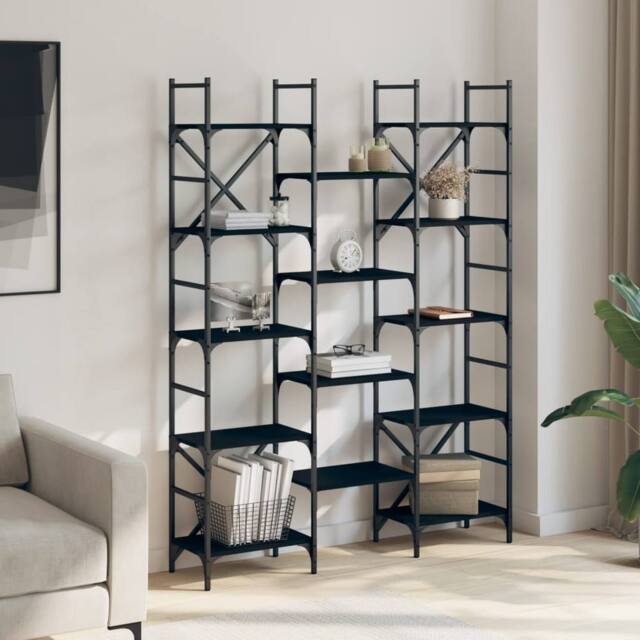 Berkfield Home Decorative Bookshelf Black 127.5x28.5x172.5 cm Engineered Wood - image 1