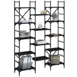 Berkfield Home Decorative Bookshelf Black 127.5x28.5x172.5 cm Engineered Wood - thumbnail 4
