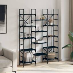 Berkfield Home Decorative Bookshelf Black 127.5x28.5x172.5 cm Engineered Wood - thumbnail 1