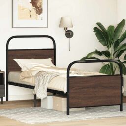 Berkfield Home Bed Frame Without Mattress 80x200 cm Brown Oak Engineered Wood - thumbnail 4